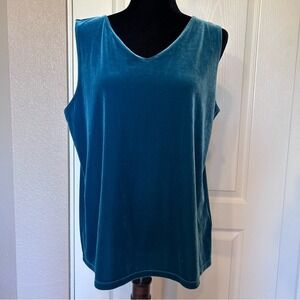 NWT Chico's Travelers Teal Blue Velvet Tank Top Blouse Shell Size 2 (Large)
